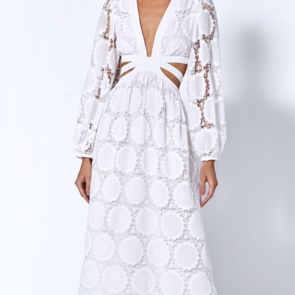 Alexis Stran Lace Midi Dress - Size S